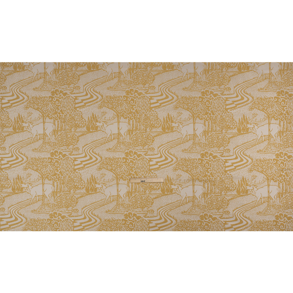 Drapery Jacquard - Ochre Pastoral Scenes - British Imported