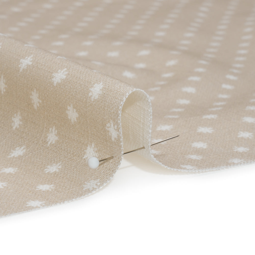 Slubbed Cotton Canvas Print - Almond Little Stars - British Imported