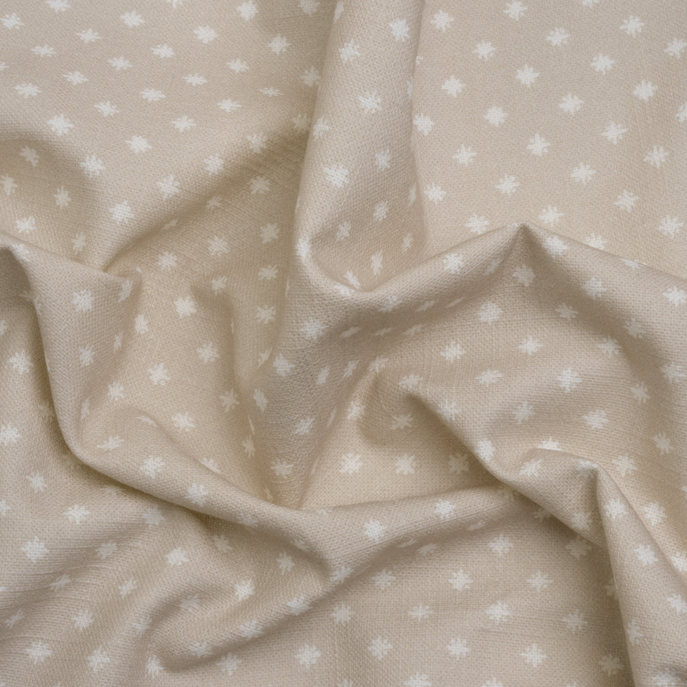 Slubbed Cotton Canvas Print - Almond Little Stars - British Imported