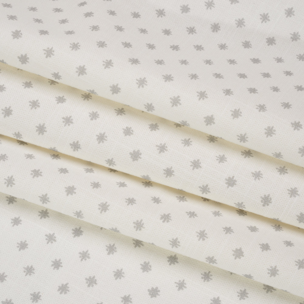 Slubbed Cotton Canvas Print - Silver Little Stars - British Imported