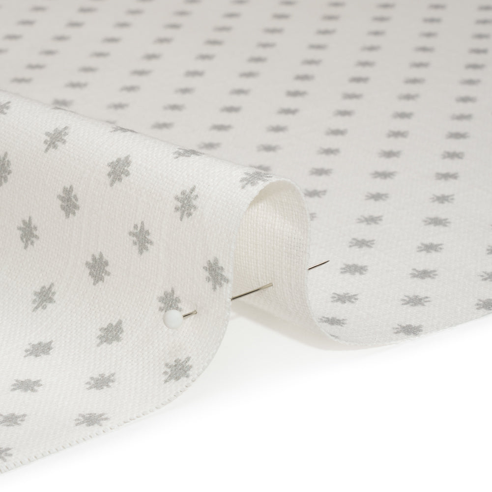 Slubbed Cotton Canvas Print - Silver Little Stars - British Imported