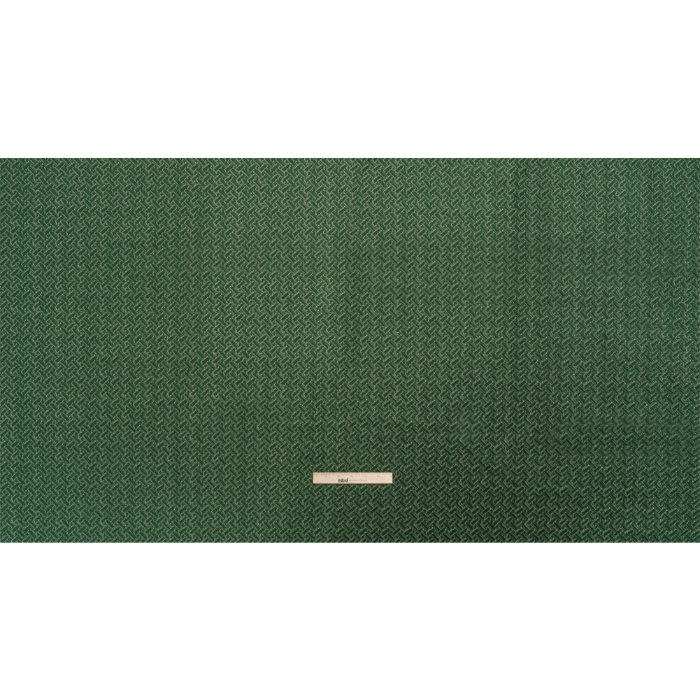 Chenille Jacquard - Bottle Green Geometric Basketweave - British Imported