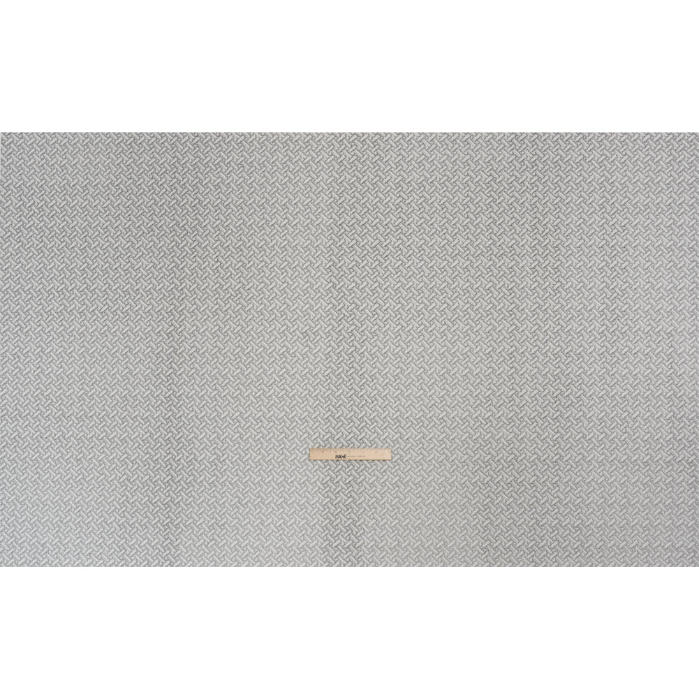 Chenille Jacquard - Steel Geometric Basketweave - British Imported