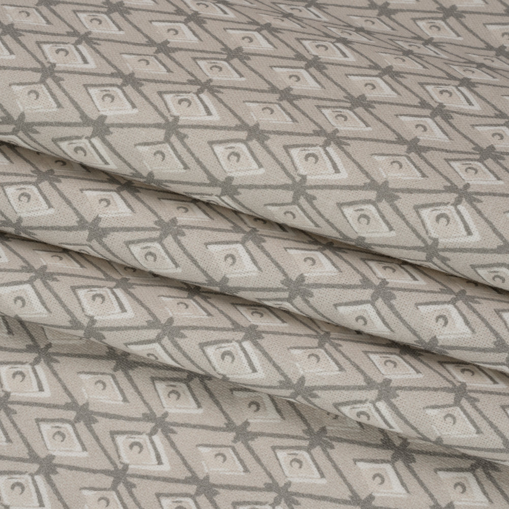 Slubbed Cotton Canvas Print - Almond Diamonds - British Imported