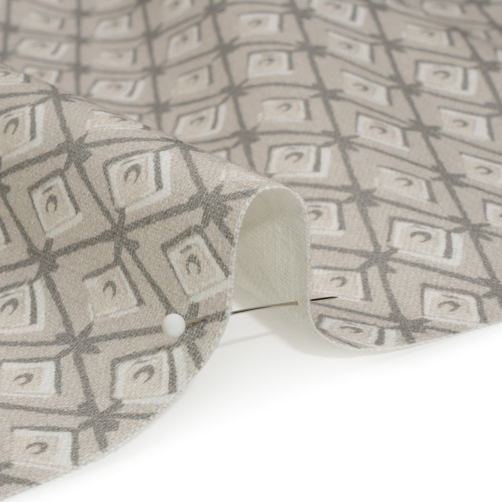 Slubbed Cotton Canvas Print - Almond Diamonds - British Imported