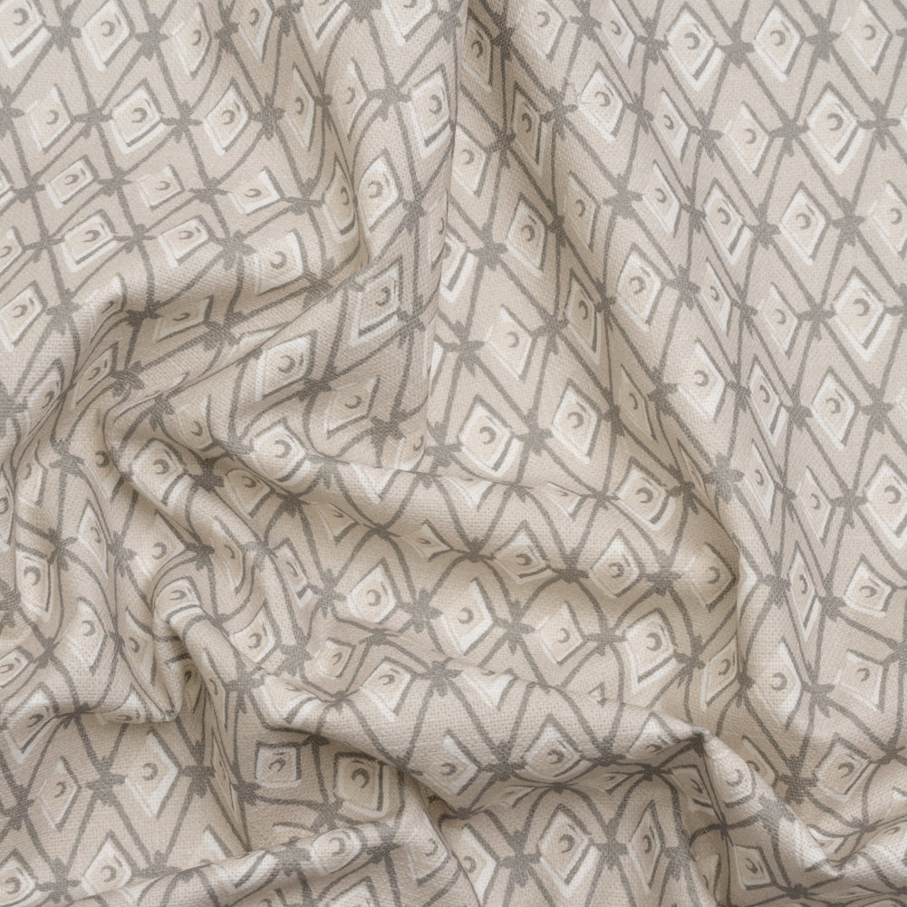 Slubbed Cotton Canvas Print - Almond Diamonds - British Imported
