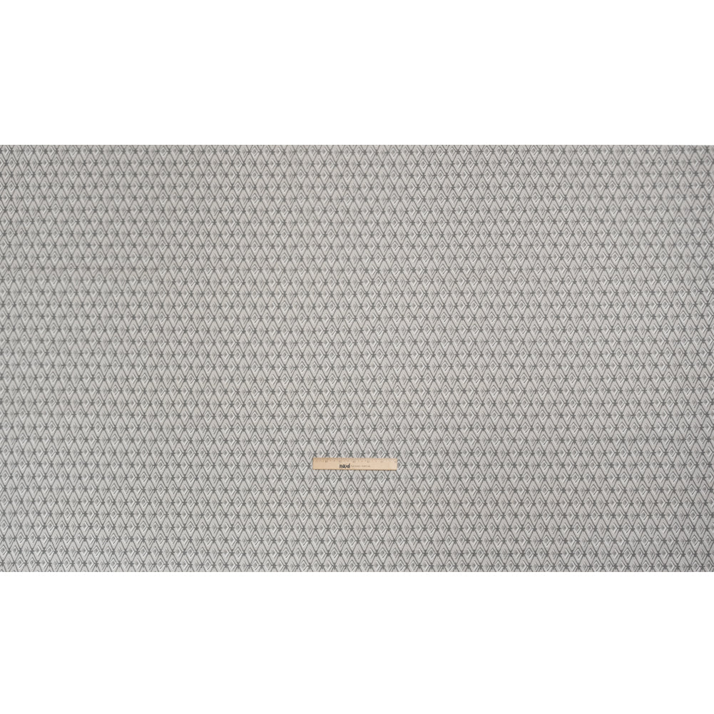 Slubbed Cotton Canvas Print - Silver Diamonds - British Imported