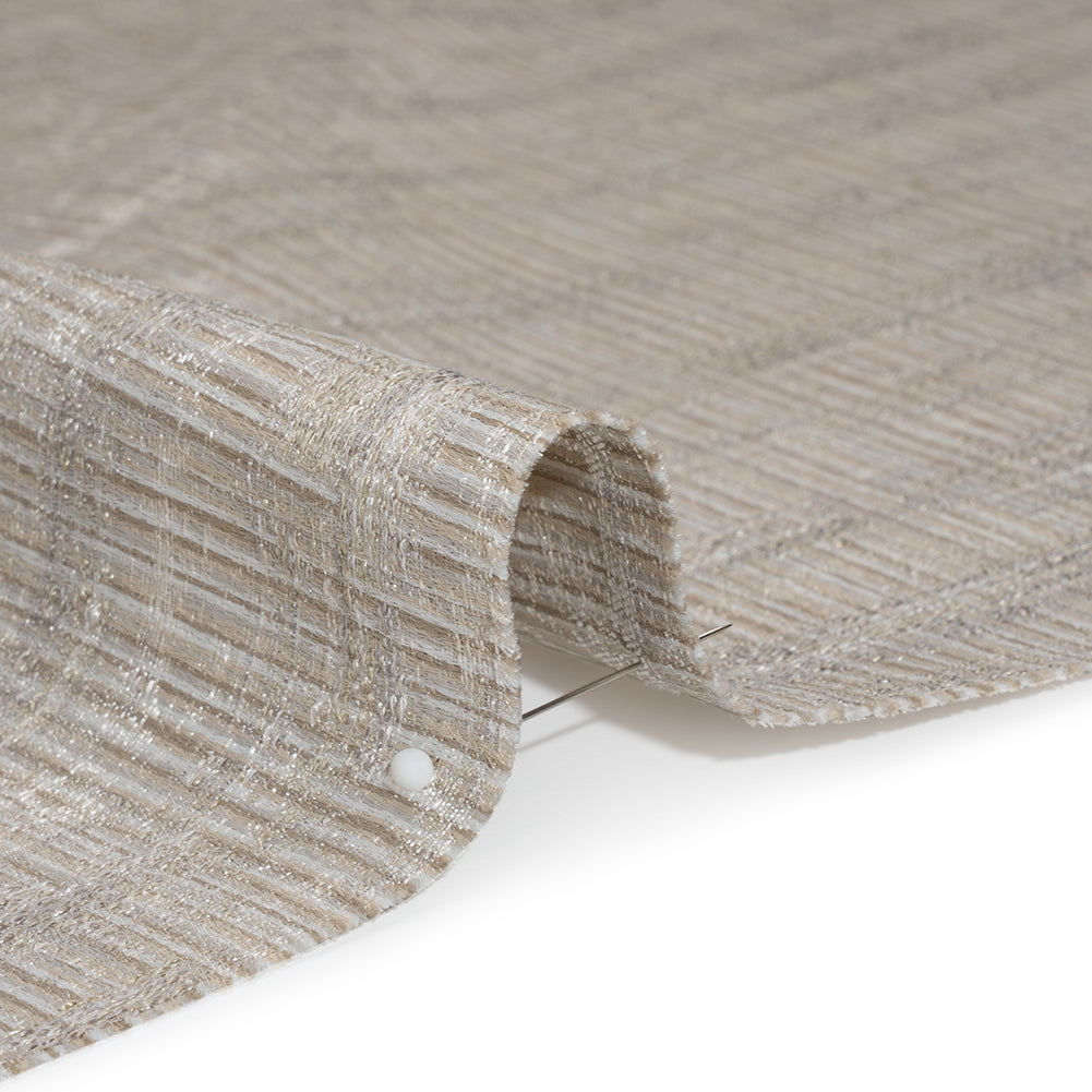 Textured Recycled Polyester Drapery Jacquard - Oyster Abstract - British Imported