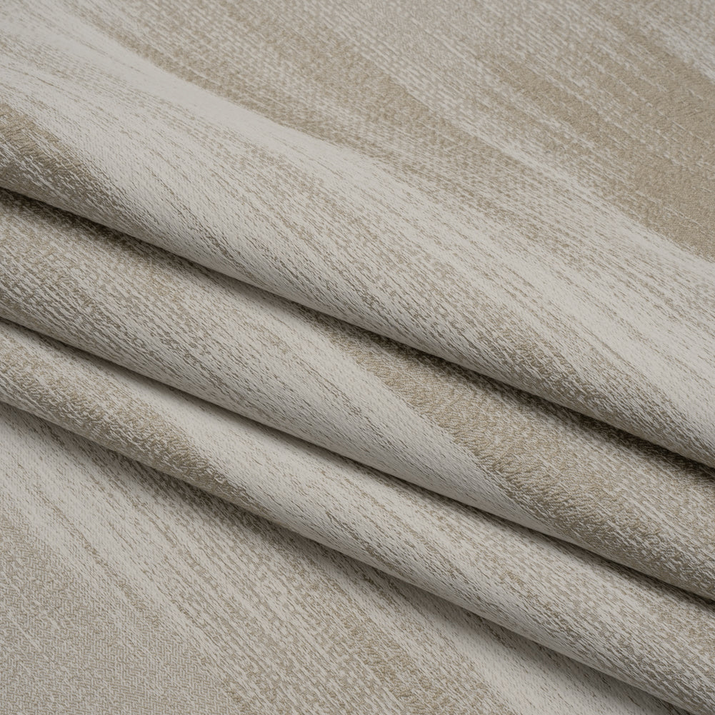 Recycled Polyester Jacquard - Oyster Brushstroke Striations - British Imported