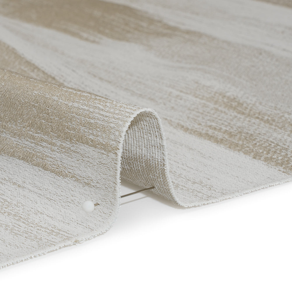 Recycled Polyester Jacquard - Oyster Brushstroke Striations - British Imported