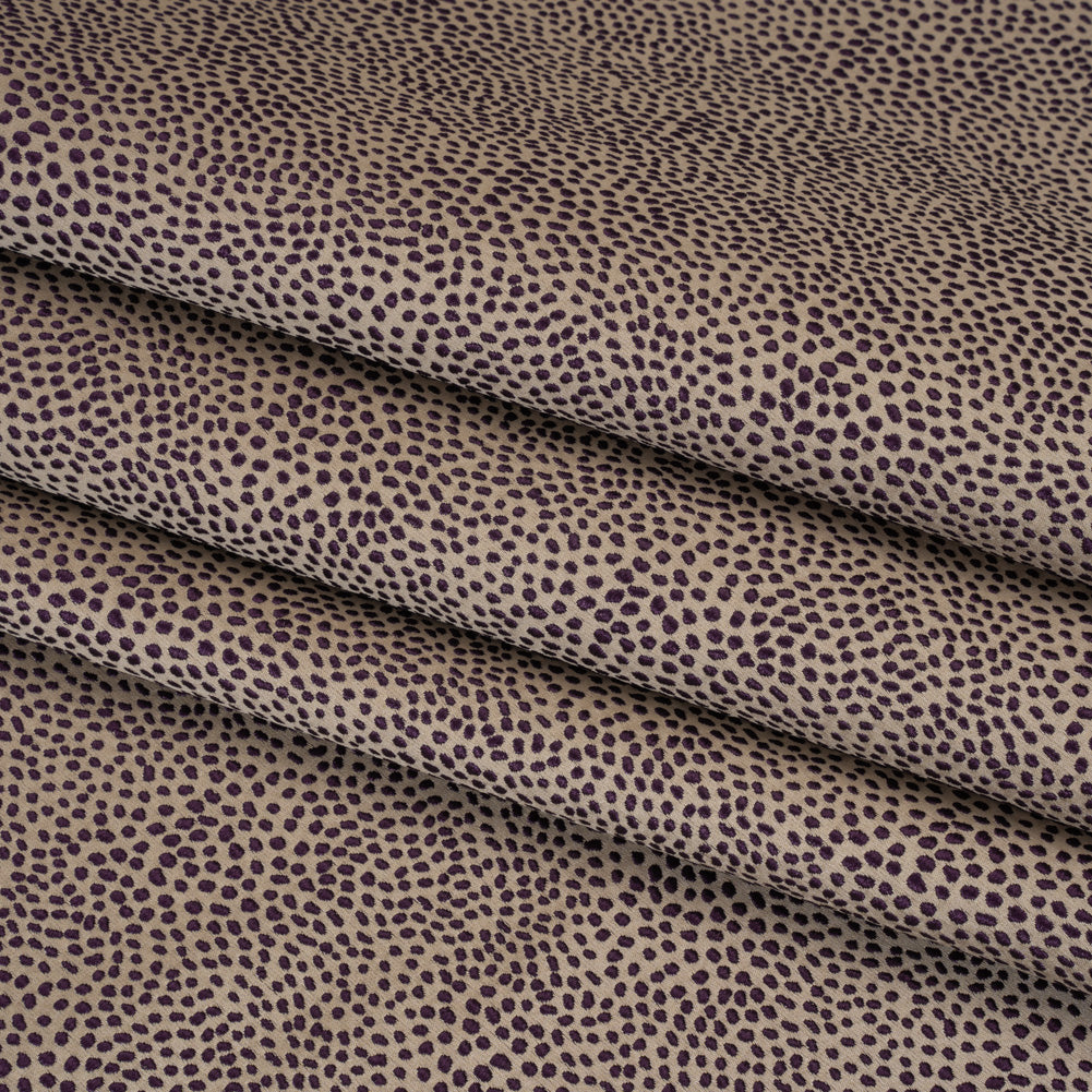 Recycled Polyester Jacquard - Aubergine Little All-Over Spots - British Imported