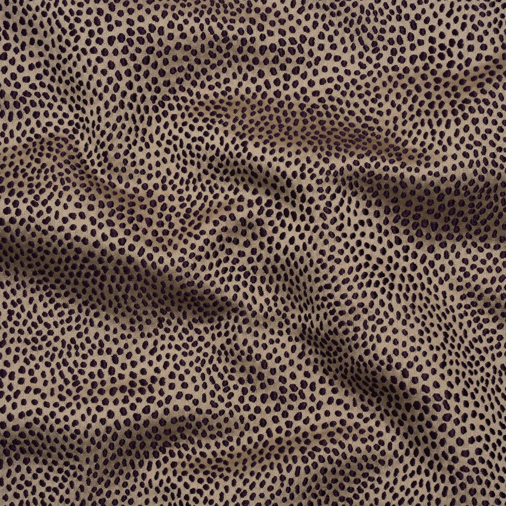 Recycled Polyester Jacquard - Aubergine Little All-Over Spots - British Imported