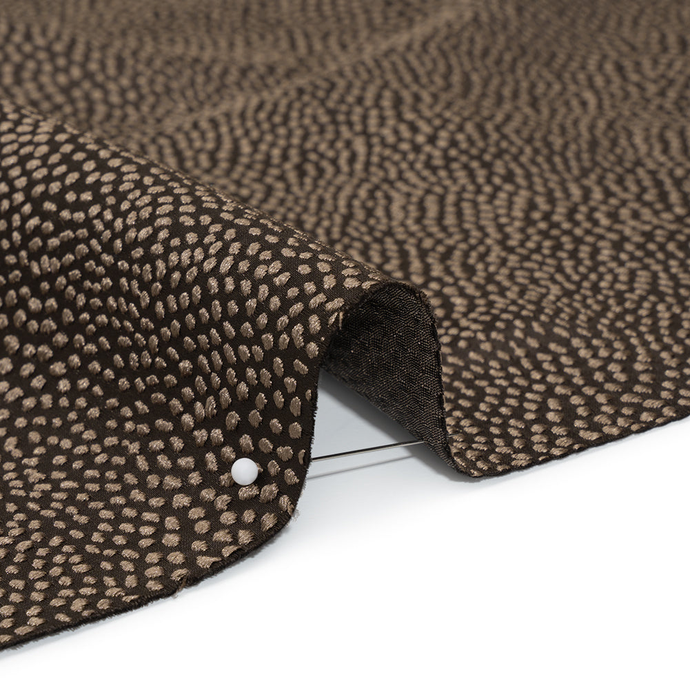 Recycled Polyester Jacquard - Chocolate Little All-Over Spots - British Imported