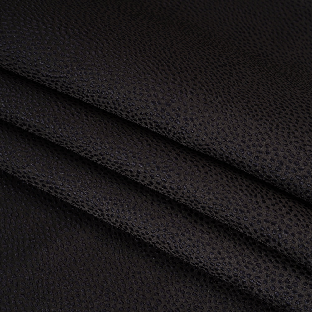 Recycled Polyester Jacquard - Ebony Little All-Over Spots - British Imported