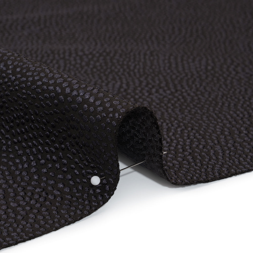 Recycled Polyester Jacquard - Ebony Little All-Over Spots - British Imported