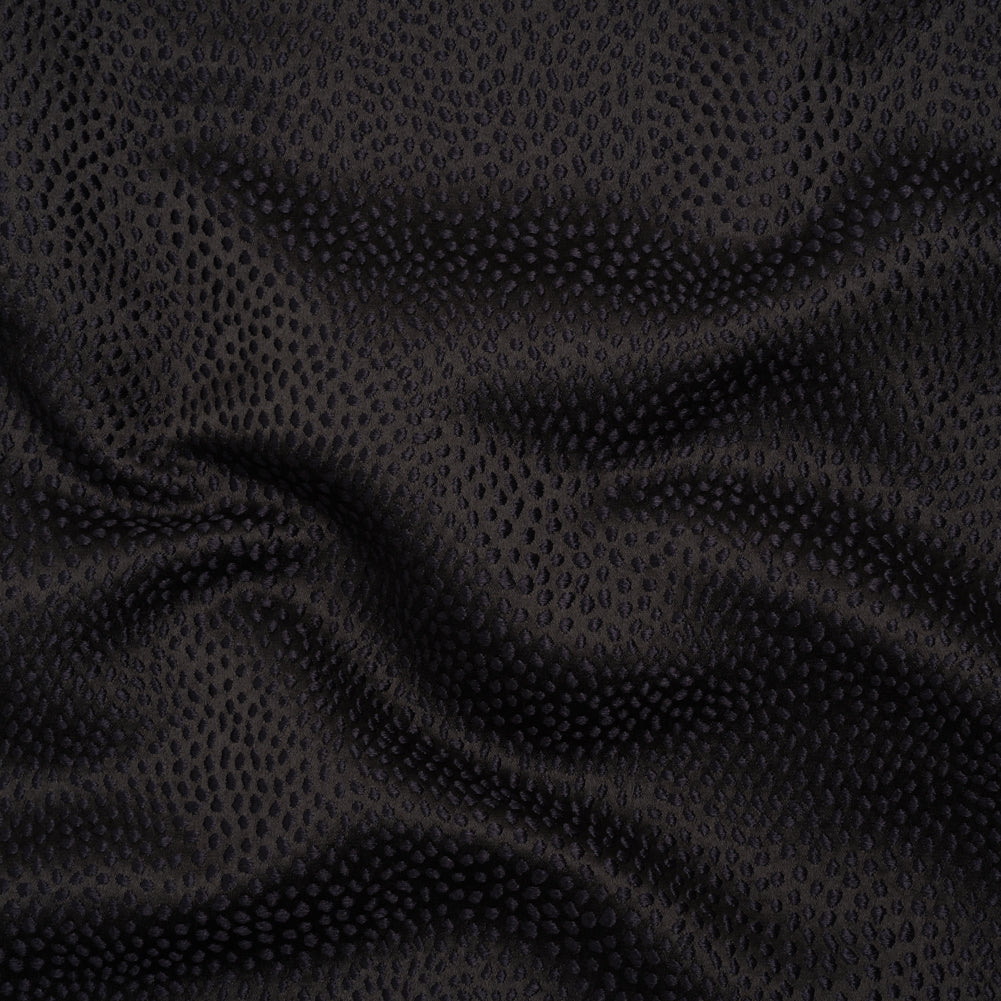 Recycled Polyester Jacquard - Ebony Little All-Over Spots - British Imported