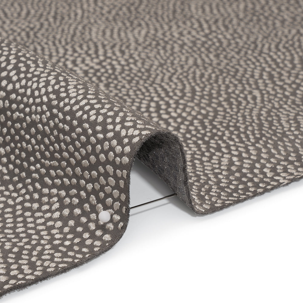 Recycled Polyester Jacquard - Fog Little All-Over Spots - British Imported