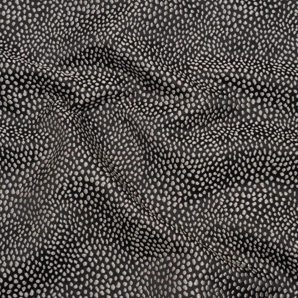 Recycled Polyester Jacquard - Grey Little All-Over Spots - British Imported