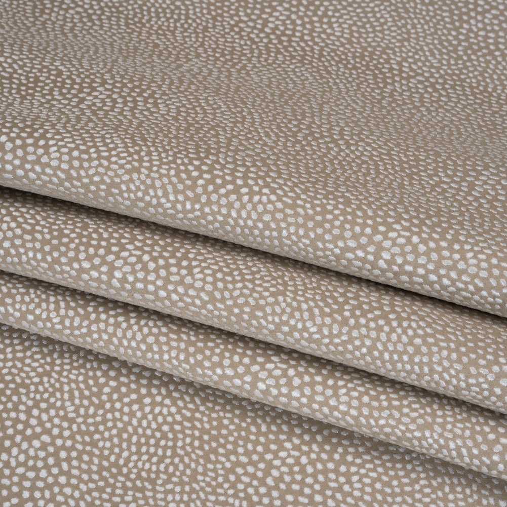 Recycled Polyester Jacquard - Nougat Little All-Over Spots - British Imported