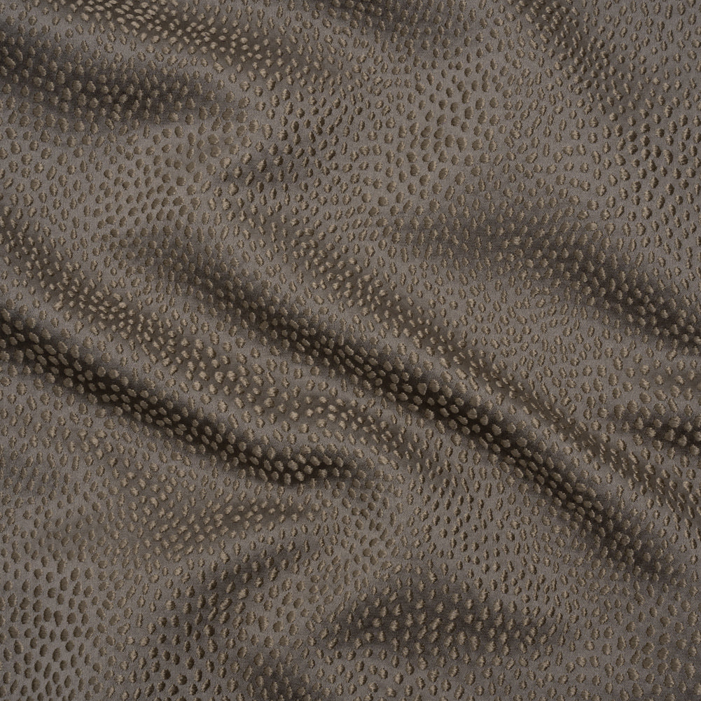 Recycled Polyester Jacquard - Otter Little All-Over Spots - British Imported