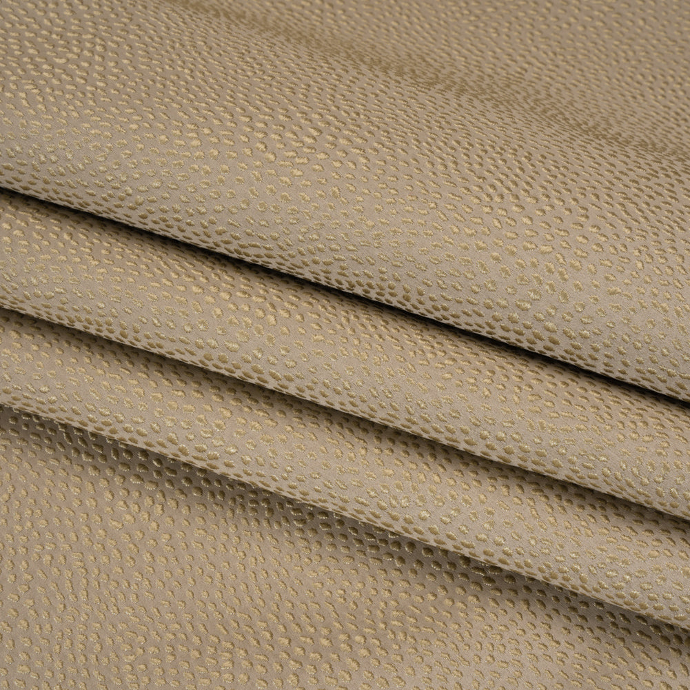 Recycled Polyester Jacquard - Taupe Little All-Over Spots - British Imported