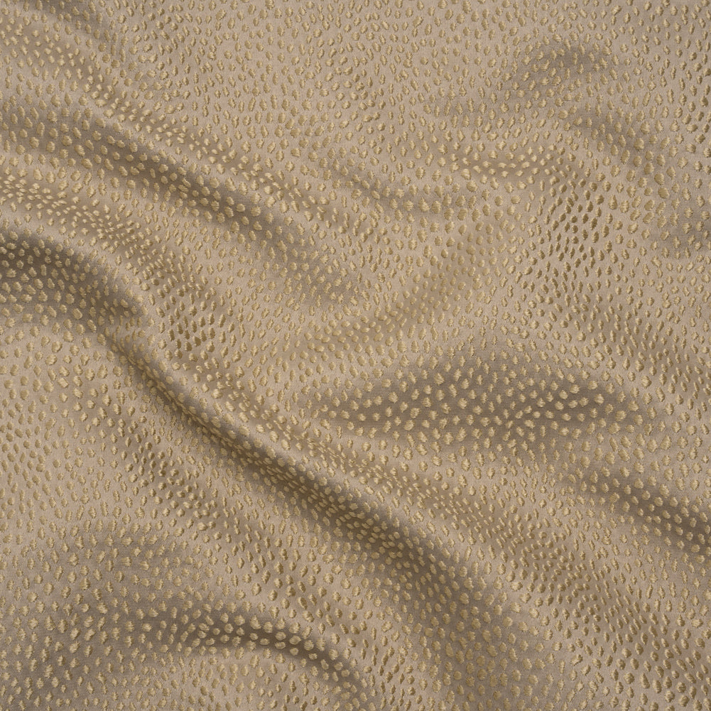 Recycled Polyester Jacquard - Taupe Little All-Over Spots - British Imported