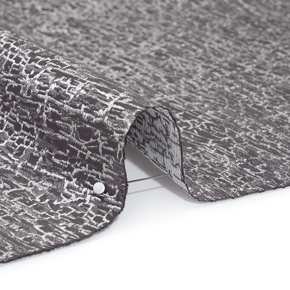 Satin-Face Jacquard - Graphite Crackle - British Imported