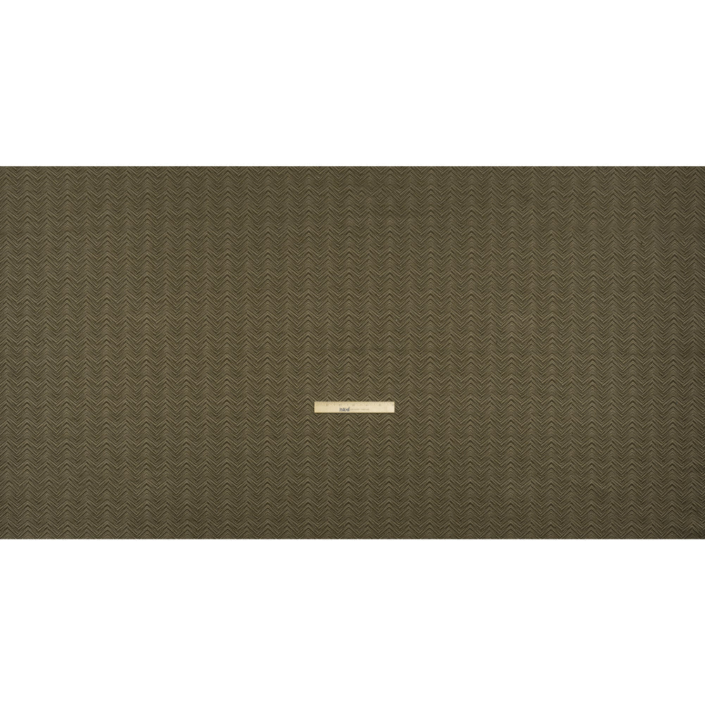 Herringbone Chevrons Recycled Polyester and Cotton Drapery Jacquard - Olive - British Imported
