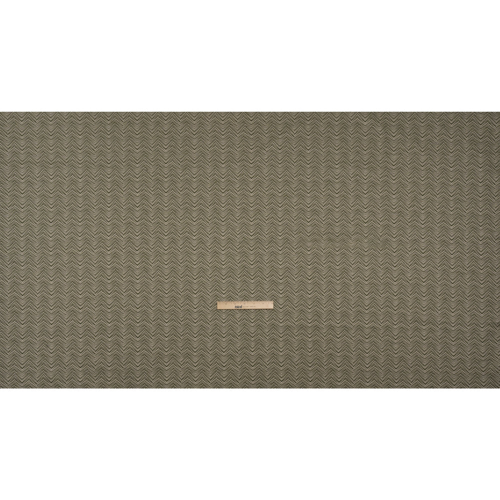 Herringbone Chevrons Recycled Polyester and Cotton Drapery Jacquard - Spruce - British Imported