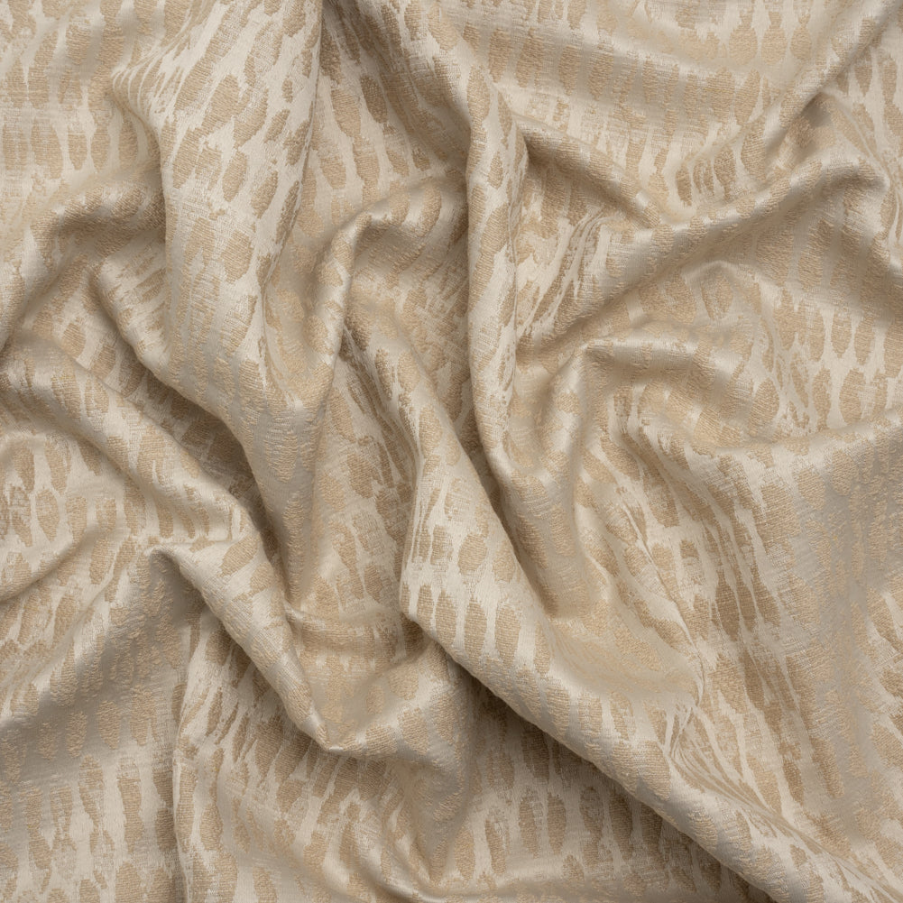 Rows of Spots Recycled Polyester and Cotton Drapery Jacquard - Flax - British Imported
