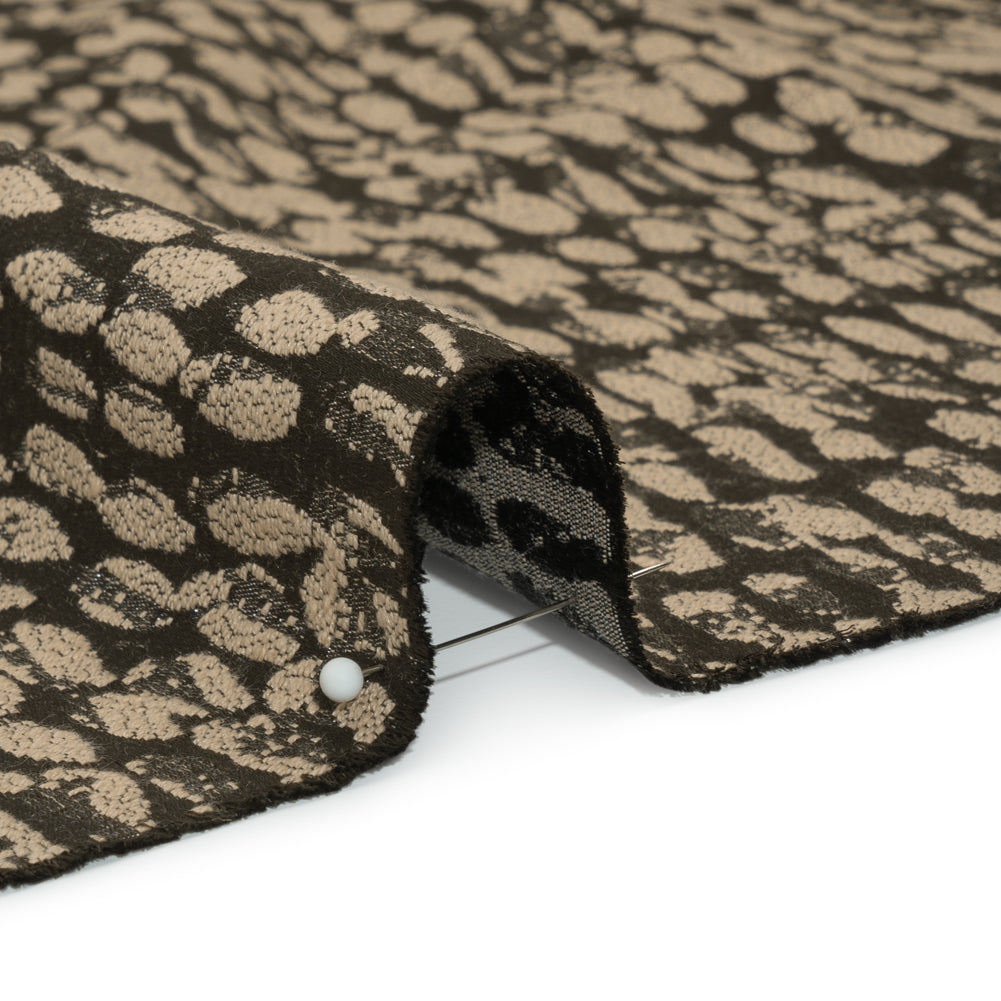 Rows of Spots Recycled Polyester and Cotton Drapery Jacquard - Noir - British Imported