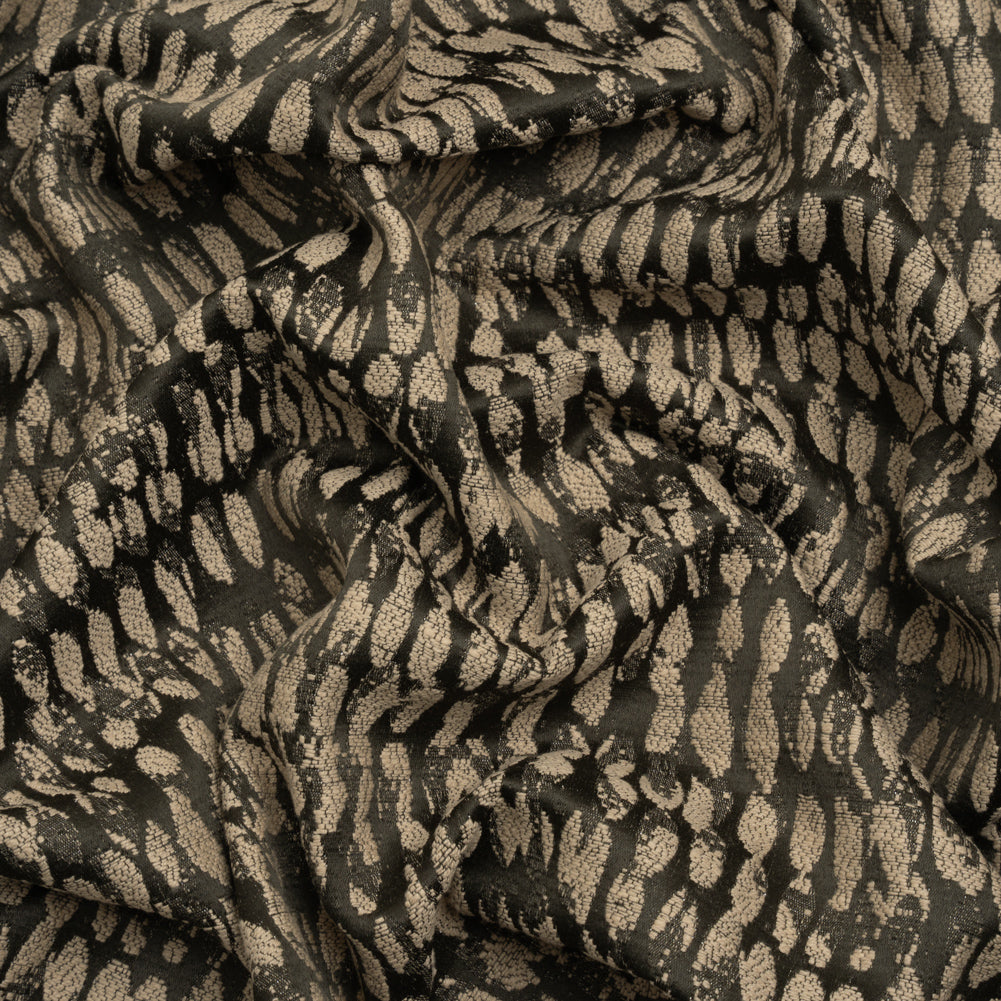 Rows of Spots Recycled Polyester and Cotton Drapery Jacquard - Noir - British Imported