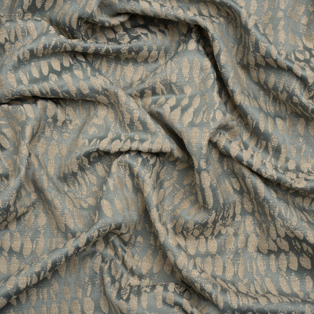 Rows of Spots Recycled Polyester and Cotton Drapery Jacquard - Ocean - British Imported