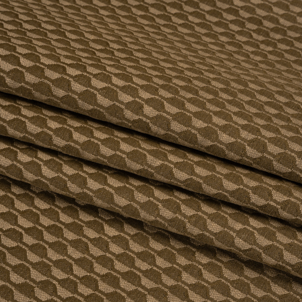Honeycomb Stripes Recycled Polyester and Cotton Drapery Jacquard - Brass - British Imported