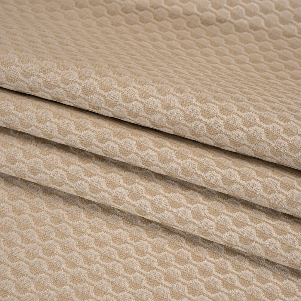 Honeycomb Stripes Recycled Polyester and Cotton Drapery Jacquard - Flax - British Imported