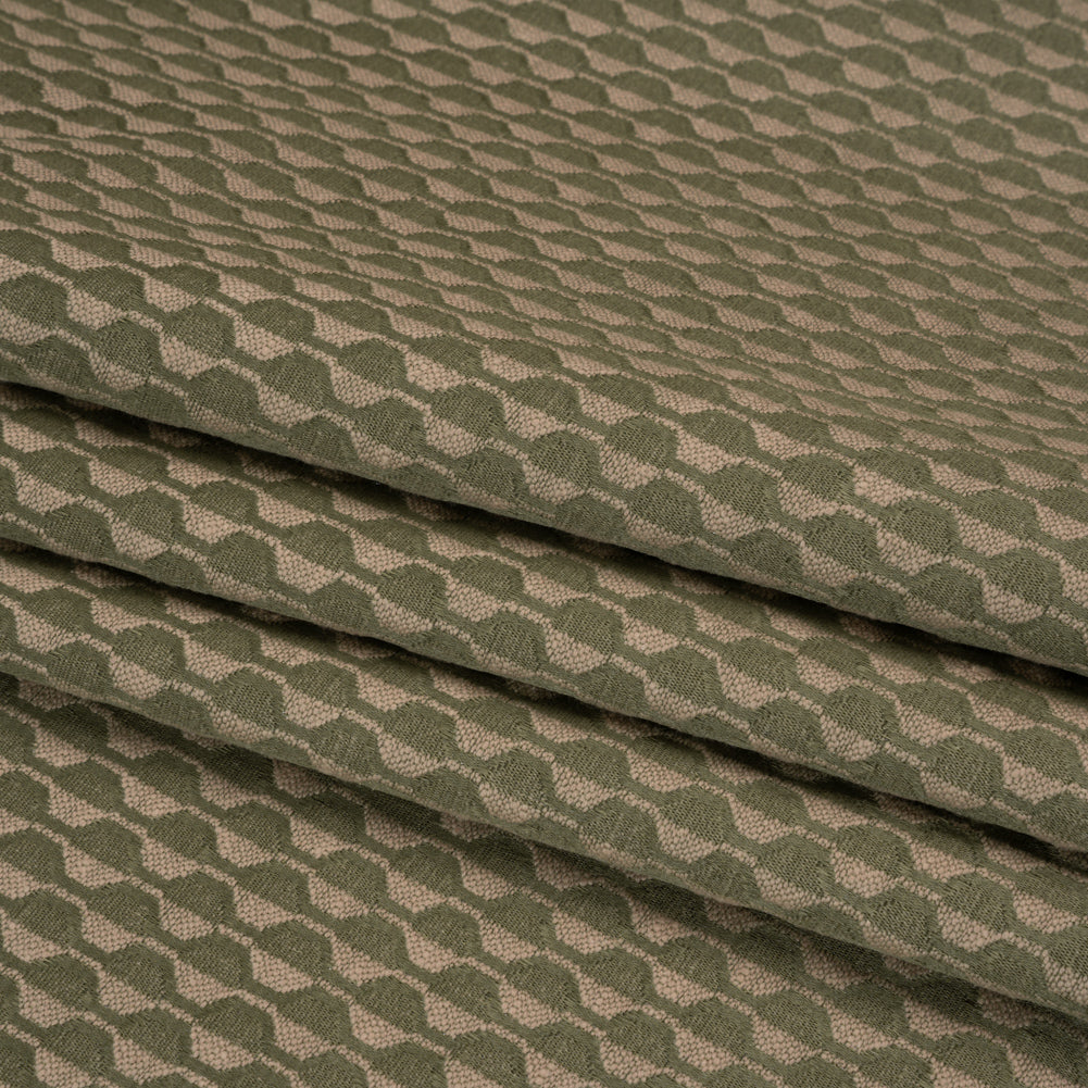 Honeycomb Stripes Recycled Polyester and Cotton Drapery Jacquard - Ivy - British Imported