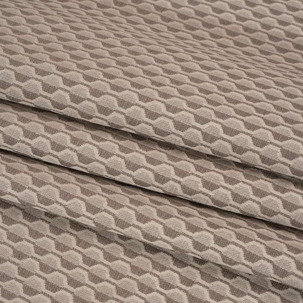 Honeycomb Stripes Recycled Polyester and Cotton Drapery Jacquard - Porcini - British Imported