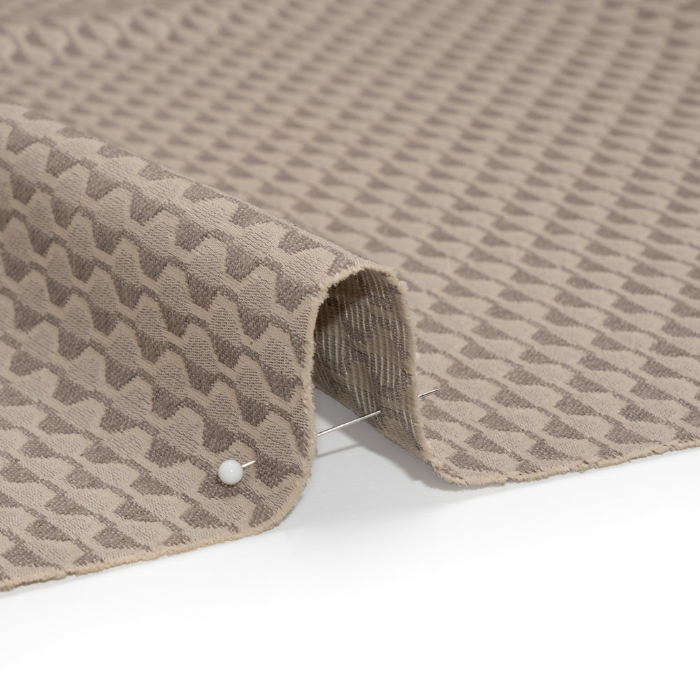 Honeycomb Stripes Recycled Polyester and Cotton Drapery Jacquard - Porcini - British Imported