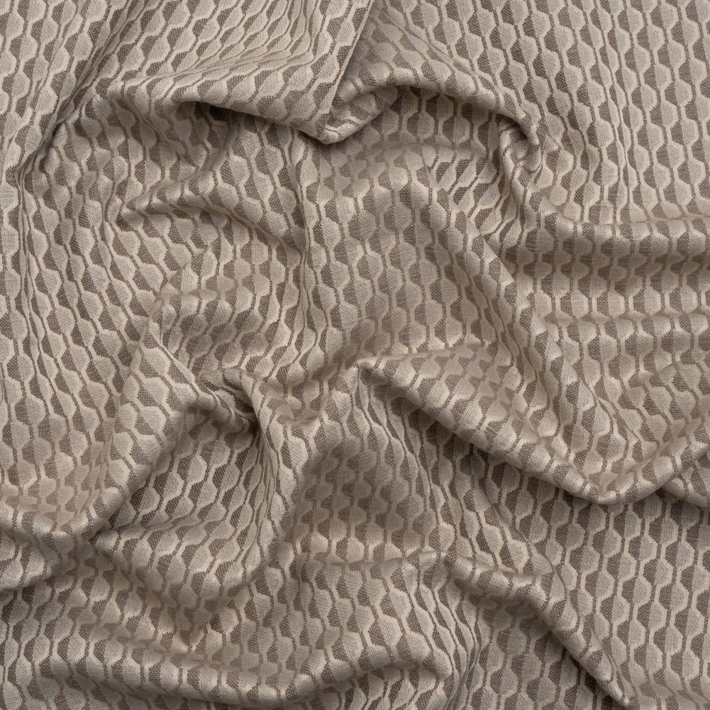 Honeycomb Stripes Recycled Polyester and Cotton Drapery Jacquard - Porcini - British Imported