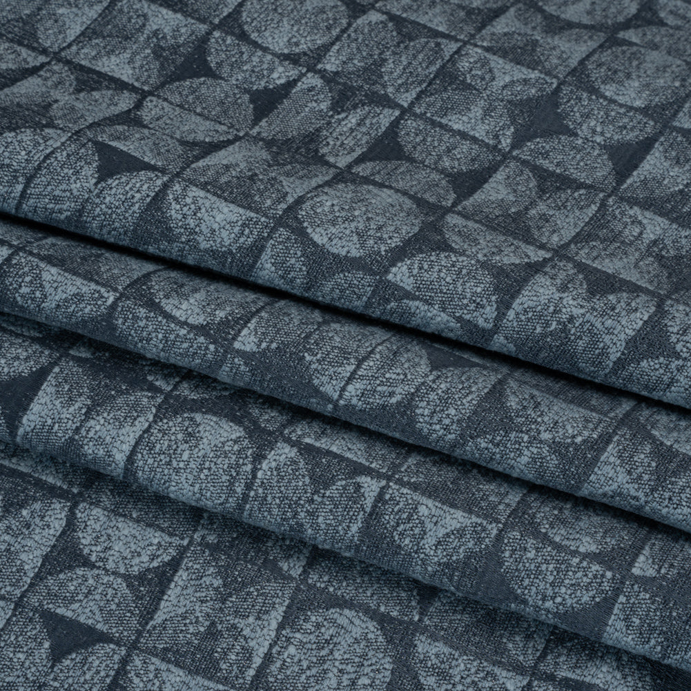 Circles and Slices Recycled Polyester and Cotton Drapery Jacquard - Danube - British Imported