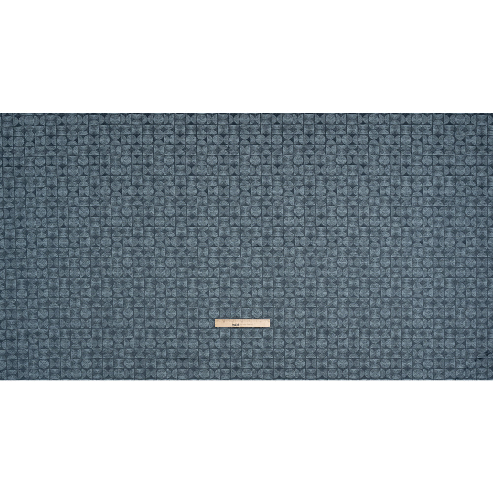 Circles and Slices Recycled Polyester and Cotton Drapery Jacquard - Danube - British Imported