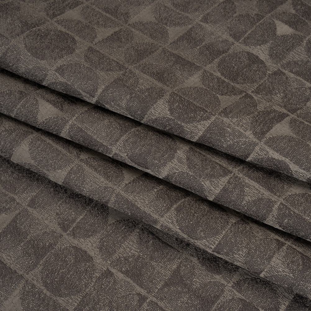 Circles and Slices Recycled Polyester and Cotton Drapery Jacquard - Flint - British Imported