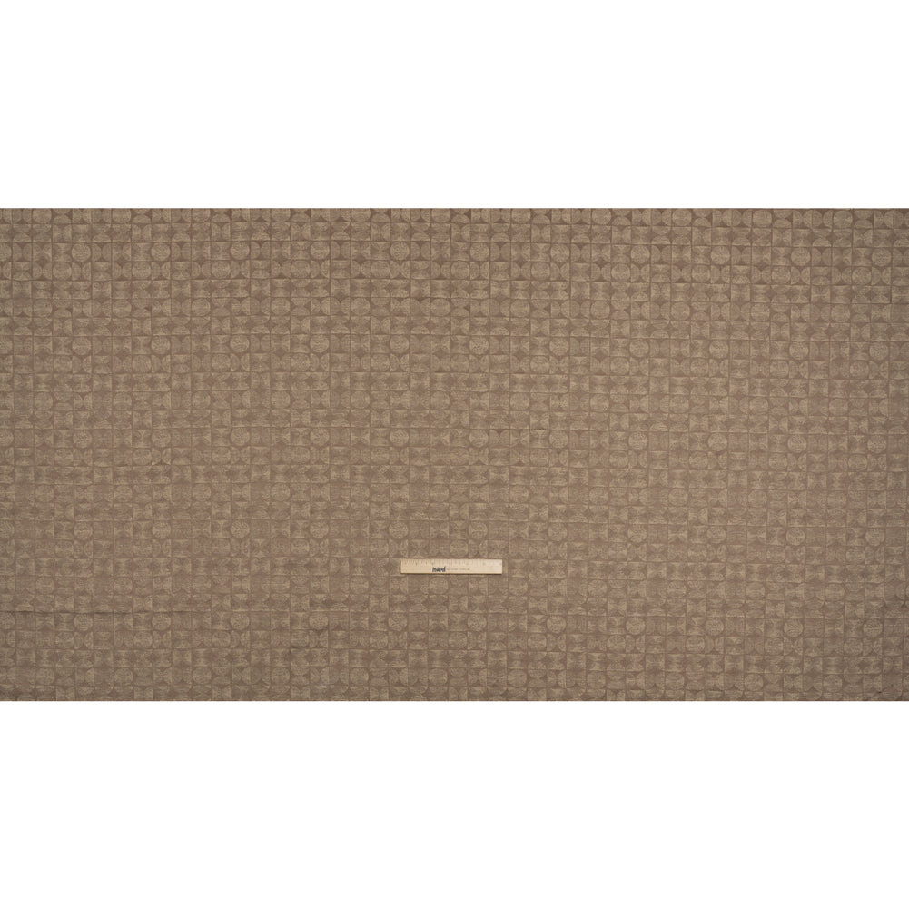 Circles and Slices Recycled Polyester and Cotton Drapery Jacquard - Rosewood - British Imported