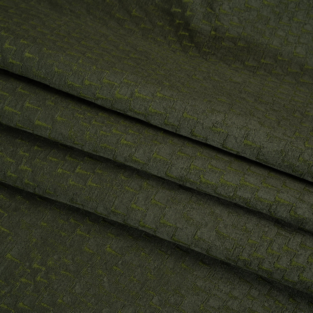 Stairstep Zig Zags Recycled Polyester and Cotton Drapery Jacquard - Emerald - British Imported