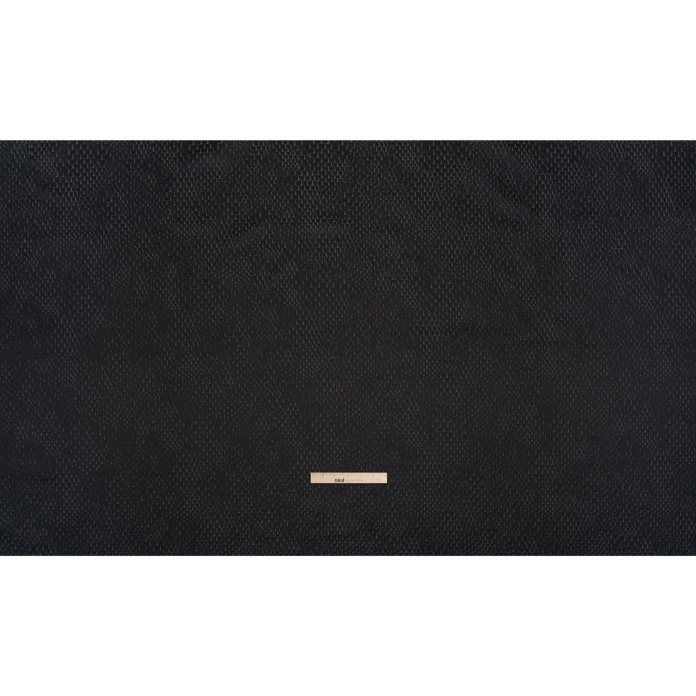 Stairstep Zig Zags Recycled Polyester and Cotton Drapery Jacquard - Ink - British Imported
