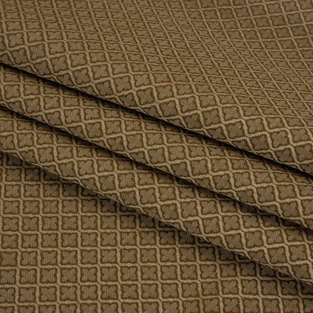 Diamond Tiles Recycled Polyester and Cotton Drapery Jacquard - Brass - British Imported