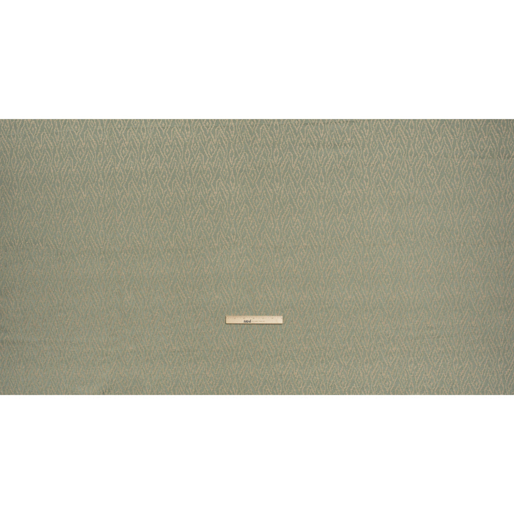 Geometric Recycled Polyester and Cotton Drapery Jacquard - Eucalyptus - British Imported