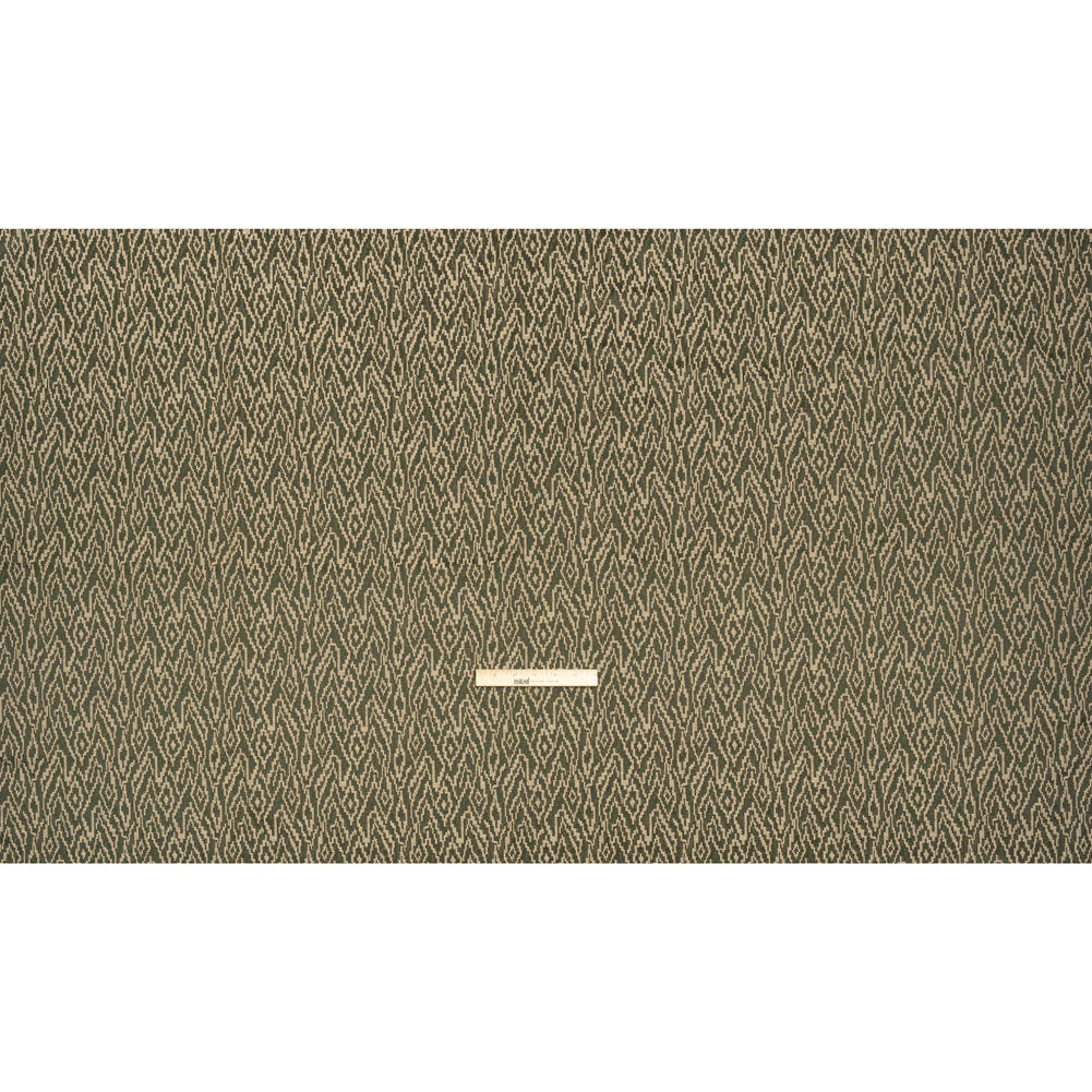 Geometric Recycled Polyester and Cotton Drapery Jacquard - Evergreen - British Imported