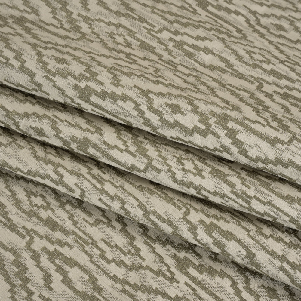 Geometric Recycled Polyester and Cotton Drapery Jacquard - Limestone - British Imported