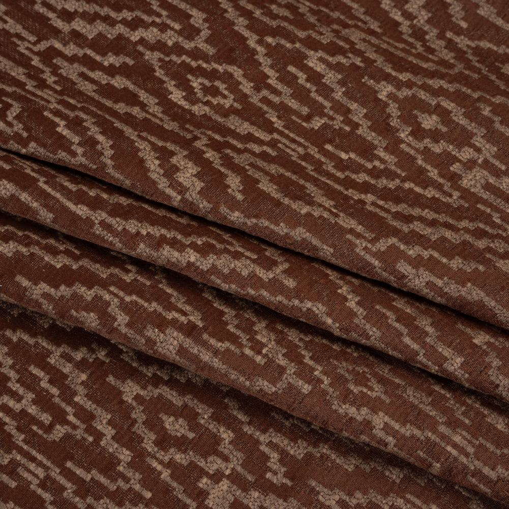 Geometric Recycled Polyester and Cotton Drapery Jacquard - Paprika - British Imported